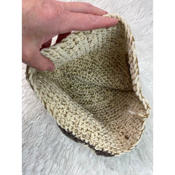 Scala Collection Women's Cream Brown Soft Knit Floral Accent Beanie Hat - Picture 4 of 5